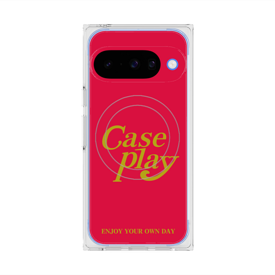 Premium Square Case with Pixelsnap［ Original - ENJOY YOUR OWN DAY - Red ］