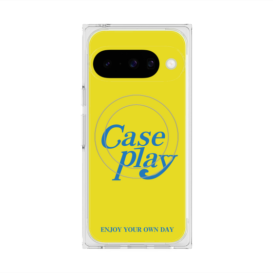 Premium Square Case with Pixelsnap［ Original - ENJOY YOUR OWN DAY - Yellow ］