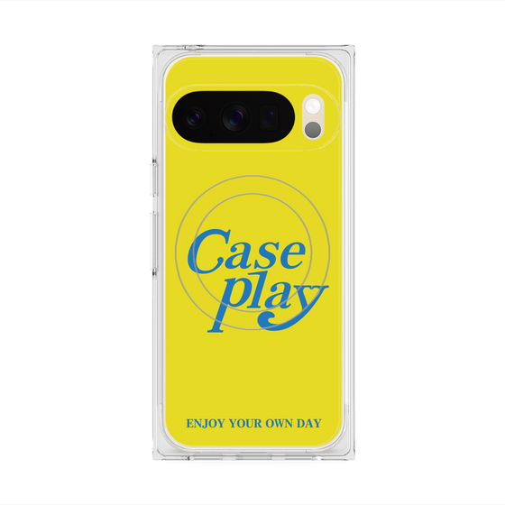 Premium Square Case with Pixelsnap［ Original - ENJOY YOUR OWN DAY - Yellow ］