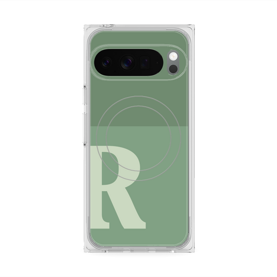 Premium Square Case with Pixelsnap［ Original - initial two tone - R green ］