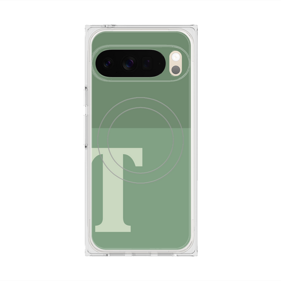 Premium Square Case with Pixelsnap［ Original - initial two tone - T green ］