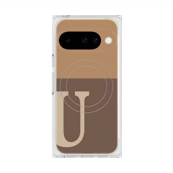 Premium Square Case with Pixelsnap［ Original - initial two tone - U brown ］