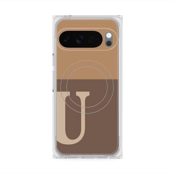 Premium Square Case with Pixelsnap［ Original - initial two tone - U brown ］