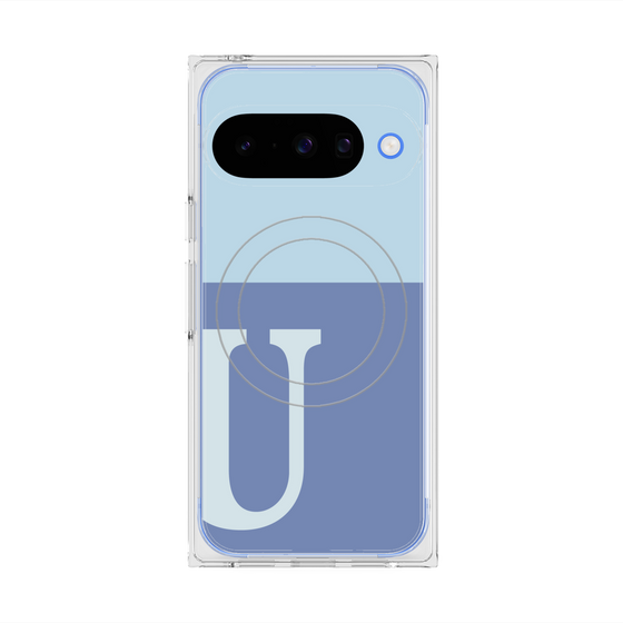 Premium Square Case with Pixelsnap［ Original - initial two tone - U blue ］