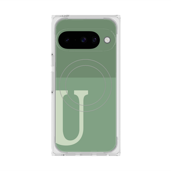 Premium Square Case with Pixelsnap［ Original - initial two tone - U green ］