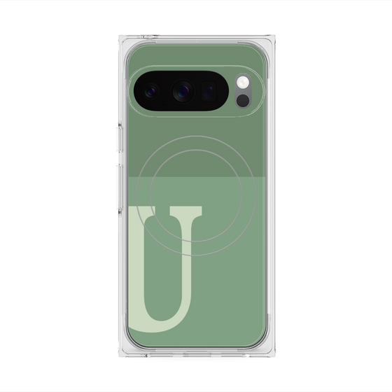 Premium Square Case with Pixelsnap［ Original - initial two tone - U green ］