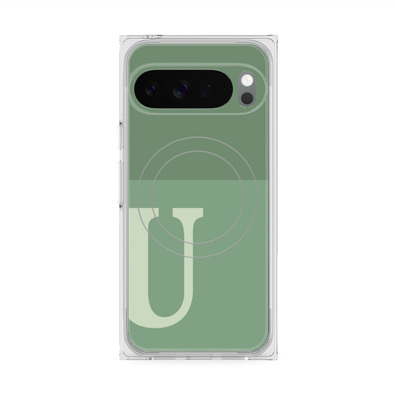 Premium Square Case with Pixelsnap［ Original - initial two tone - U green ］