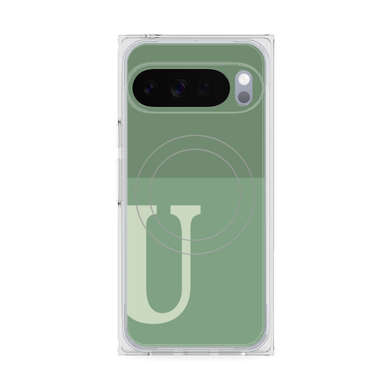 Premium Square Case with Pixelsnap［ Original - initial two tone - U green ］