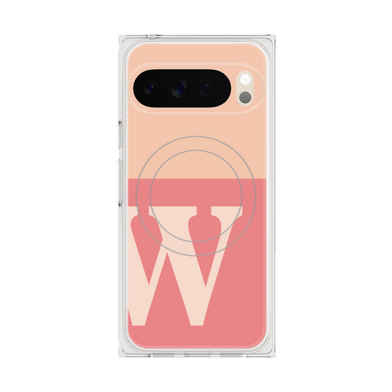Premium Square Case with Pixelsnap［ Original - initial two tone - W pink ］