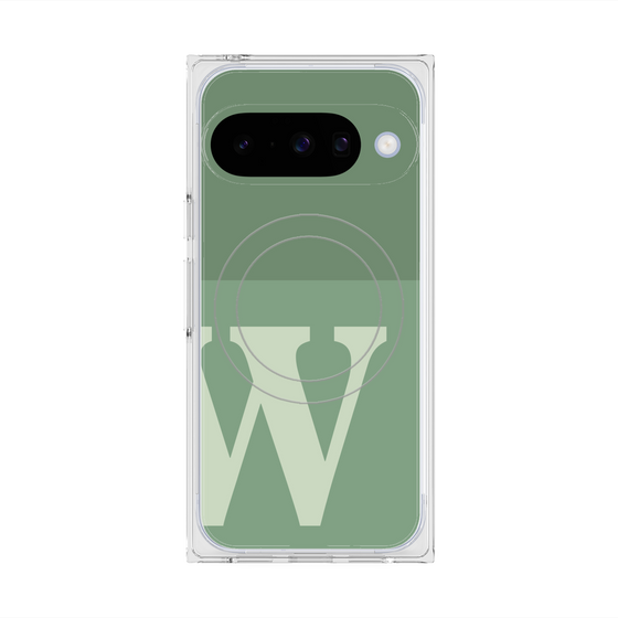 Premium Square Case with Pixelsnap［ Original - initial two tone - W green ］
