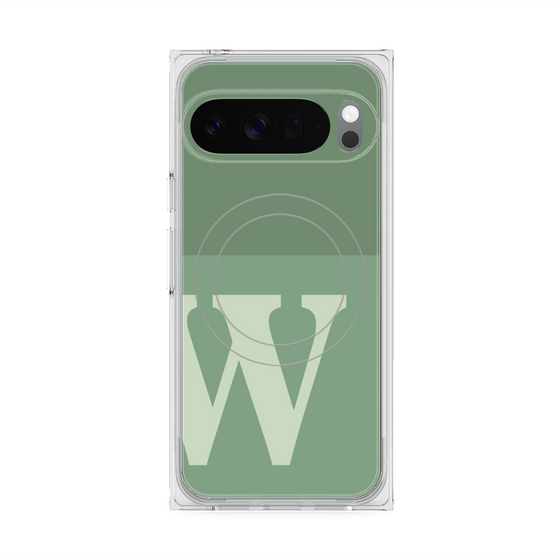 Premium Square Case with Pixelsnap［ Original - initial two tone - W green ］