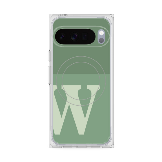 Premium Square Case with Pixelsnap［ Original - initial two tone - W green ］