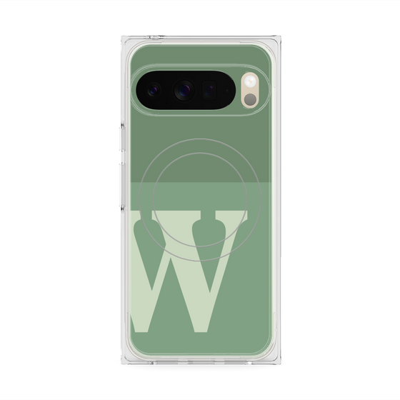 Premium Square Case with Pixelsnap［ Original - initial two tone - W green ］