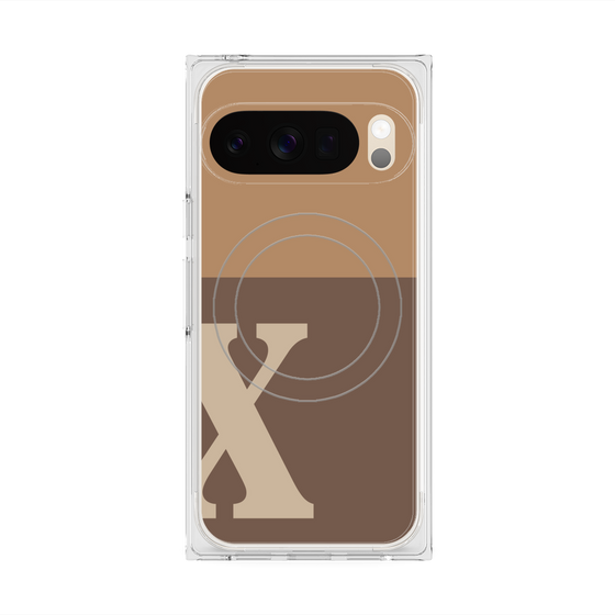 Premium Square Case with Pixelsnap［ Original - initial two tone - X brown ］