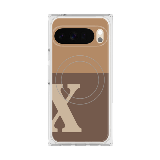 Premium Square Case with Pixelsnap［ Original - initial two tone - X brown ］