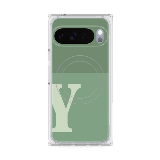 Premium Square Case with Pixelsnap［ Original - initial two tone - Y green ］