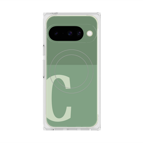 Premium Square Case with Pixelsnap［ Original - initial two tone - C green ］