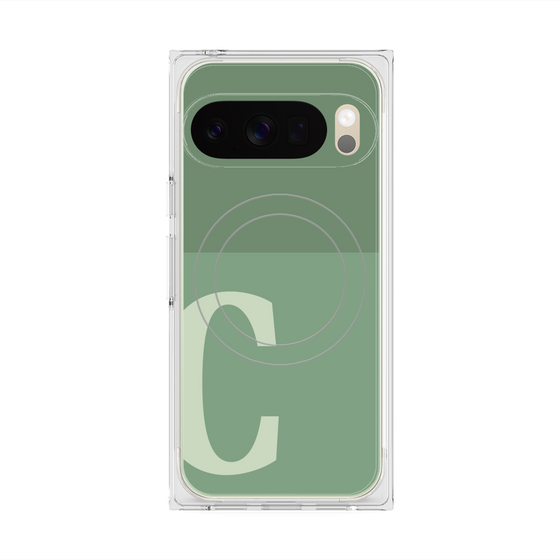 Premium Square Case with Pixelsnap［ Original - initial two tone - C green ］