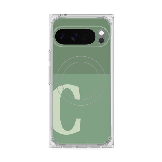 Premium Square Case with Pixelsnap［ Original - initial two tone - C green ］