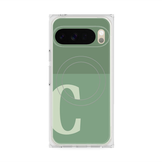 Premium Square Case with Pixelsnap［ Original - initial two tone - C green ］