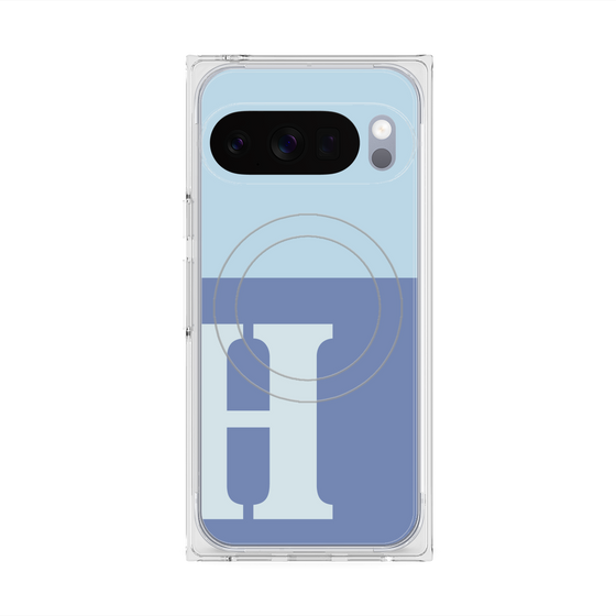 Premium Square Case with Pixelsnap［ Original - initial two tone - H blue ］
