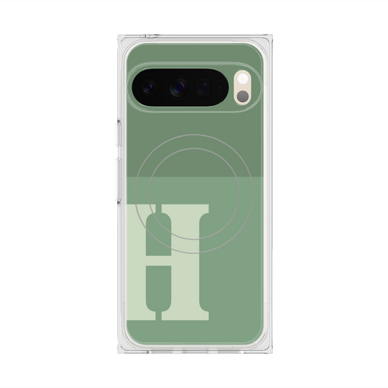 Premium Square Case with Pixelsnap［ Original - initial two tone - H green ］