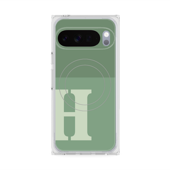 Premium Square Case with Pixelsnap［ Original - initial two tone - H green ］