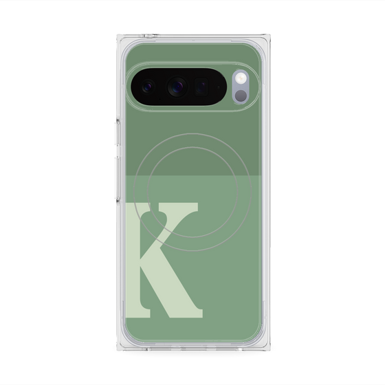 Premium Square Case with Pixelsnap［ Original - initial two tone - K green ］