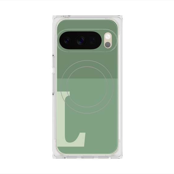 Premium Square Case with Pixelsnap［ Original - initial two tone - L green ］