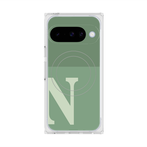 Premium Square Case with Pixelsnap［ Original - initial two tone - N green ］