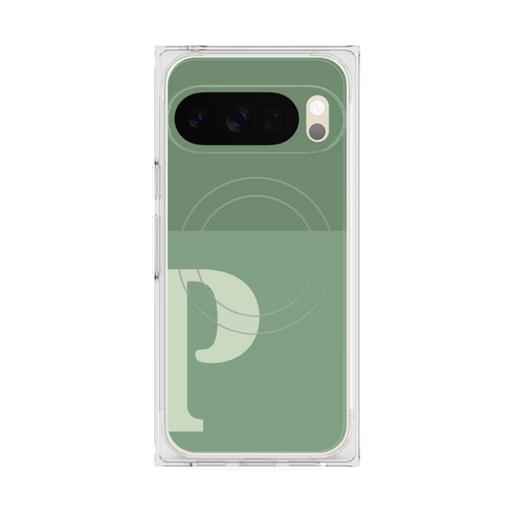 Premium Square Case with Pixelsnap［ Original - initial two tone - P green ］