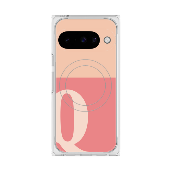 Premium Square Case with Pixelsnap［ Original - initial two tone - Q pink ］
