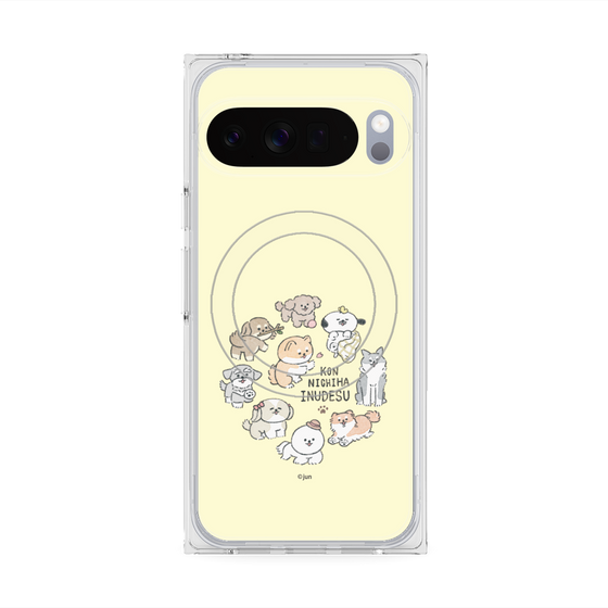 Premium Square Case with Pixelsnap［ Hello, It's Dog - All Together - Beige ］