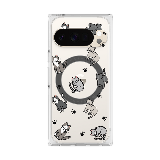 Premium Square Case with Pixelsnap［ Original - CASEPLAY Cat All-over Pattern - color ］