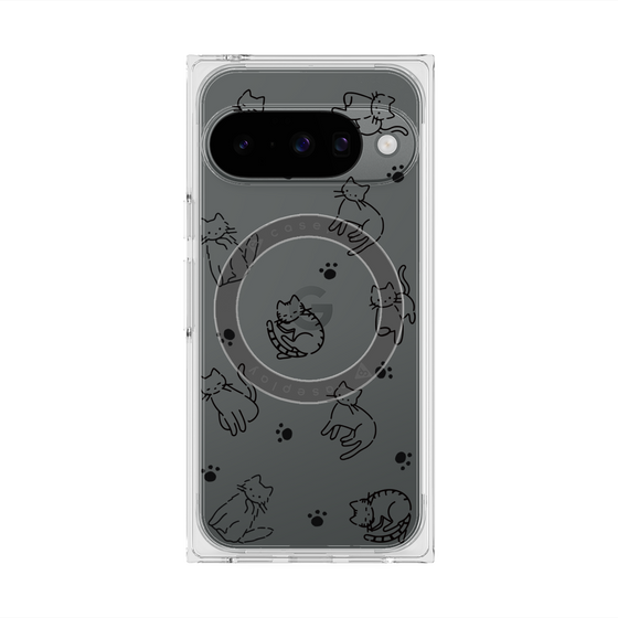 Premium Square Case with Pixelsnap［ Original - CASEPLAY Cat All-over Pattern - black ］