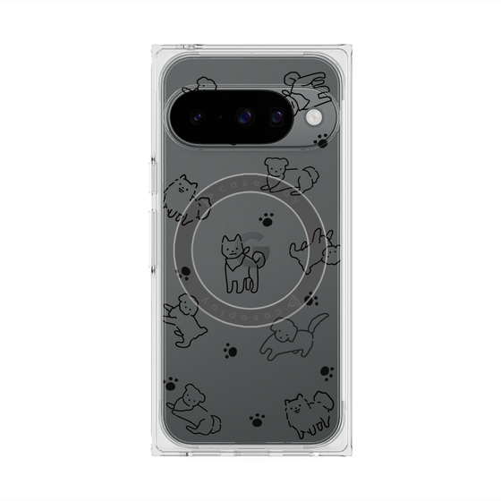 Premium Square Case with Pixelsnap［ Original - CASEPLAY Dog All-over Pattern - black ］