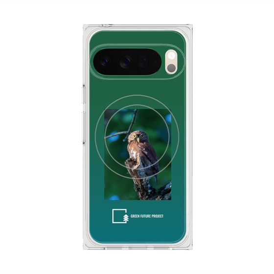 Premium Square Case with Pixelsnap［ Green Future Project - Ferruginous Pygmy Owl ］