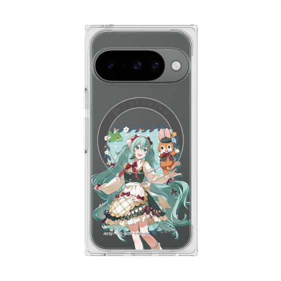 Premium Square Case with Pixelsnap［ Hatsune Miku × Kuppy Ramune - Hatsune Miku × Kuppy - Full-body Illustration 1 ］