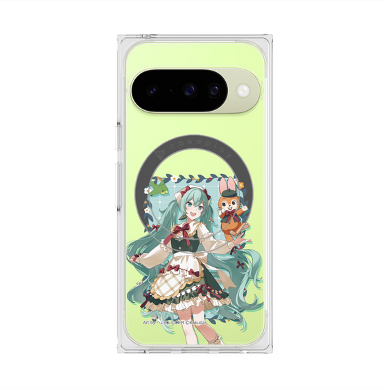 Premium Square Case with Pixelsnap［ Hatsune Miku × Kuppy Ramune - Hatsune Miku × Kuppy - Full-body Illustration 1 ］
