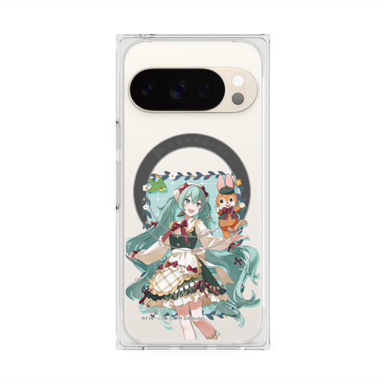 Premium Square Case with Pixelsnap［ Hatsune Miku × Kuppy Ramune - Hatsune Miku × Kuppy - Full-body Illustration 1 ］