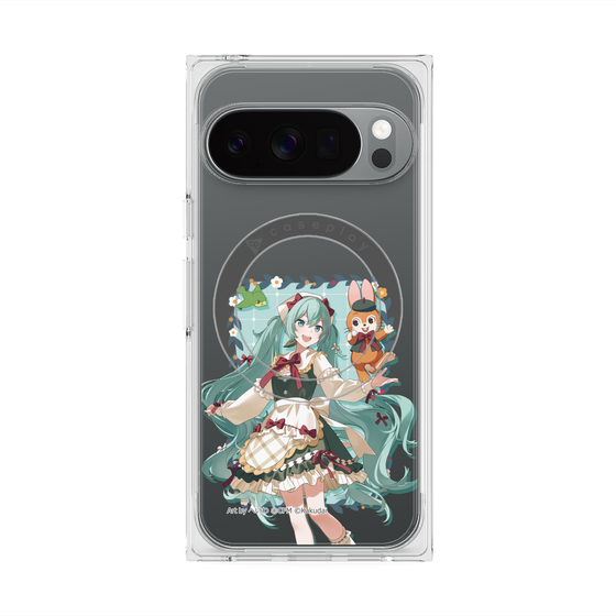 Premium Square Case with Pixelsnap［ Hatsune Miku × Kuppy Ramune - Hatsune Miku × Kuppy - Full-body Illustration 1 ］