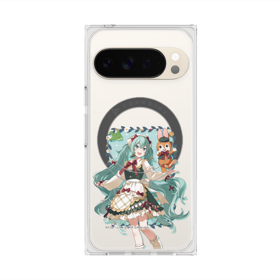 Premium Square Case with Pixelsnap［ Hatsune Miku × Kuppy Ramune - Hatsune Miku × Kuppy - Full-body Illustration 1 ］