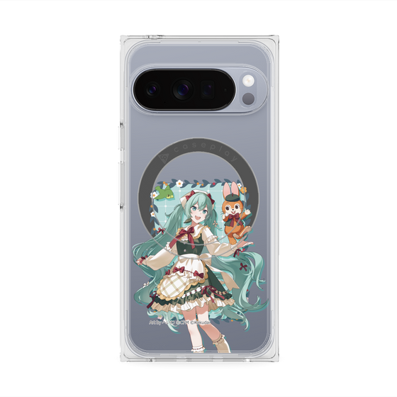 Premium Square Case with Pixelsnap［ Hatsune Miku × Kuppy Ramune - Hatsune Miku × Kuppy - Full-body Illustration 1 ］