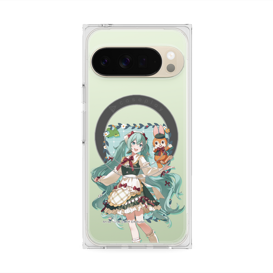 Premium Square Case with Pixelsnap［ Hatsune Miku × Kuppy Ramune - Hatsune Miku × Kuppy - Full-body Illustration 1 ］