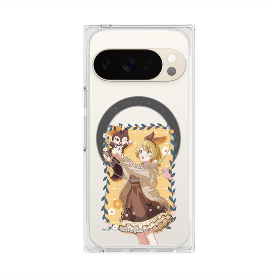Premium Square Case with Pixelsnap［ Hatsune Miku × Kuppy Ramune - Kagamine Rin × Ram - Full-body Illustration 1 ］