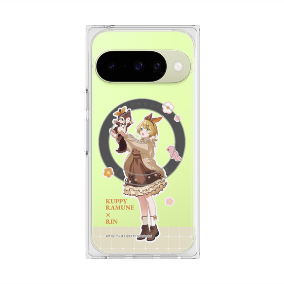 Premium Square Case with Pixelsnap［ Hatsune Miku × Kuppy Ramune - Kagamine Rin × Ram - Full-body Illustration 2 ］
