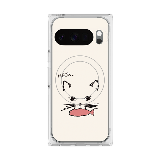Premium Square Case with Pixelsnap［ Very Greedy Cat - White ］