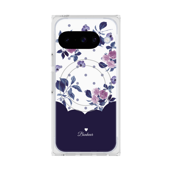 Premium Square Case with Pixelsnap［ Twin Dot Flower - Navy ］