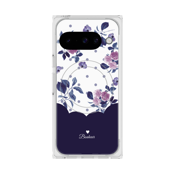 Premium Square Case with Pixelsnap［ Twin Dot Flower - Navy ］