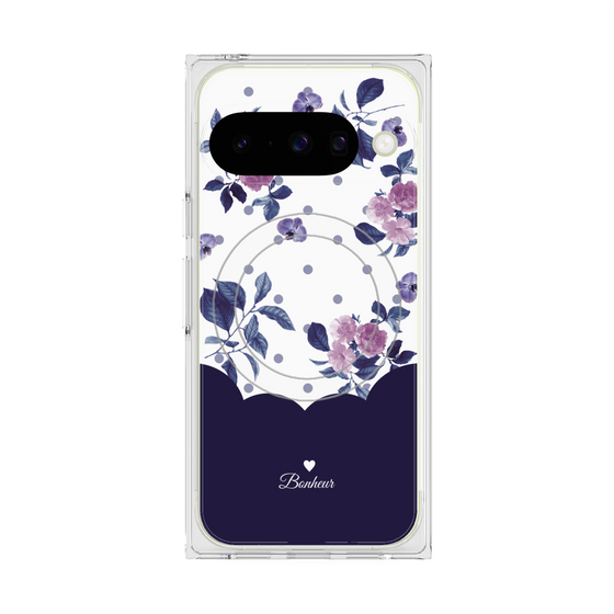 Premium Square Case with Pixelsnap［ Twin Dot Flower - Navy ］